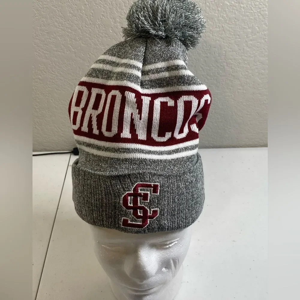NWT Captivating Santa Clara University Broncos Gray Maroon Knit Beanie Cap